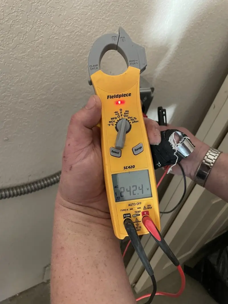 Voltage testing with clamp meter during Electrical Installation Services in White Marsh